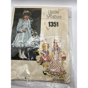 Vintage 1960s 1970s Sewing Pattern Girls Dress Flower Girl Party Little Vogue